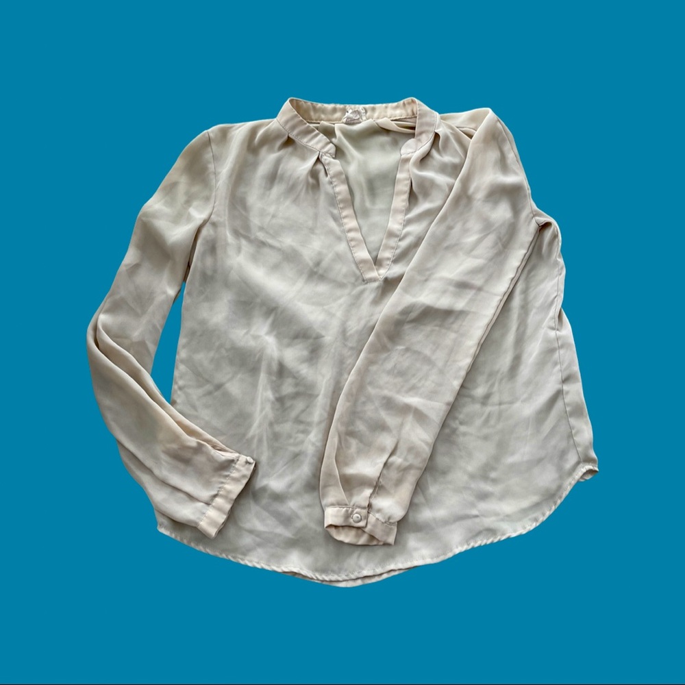 Cream Long Sleeve Dress Shirt
